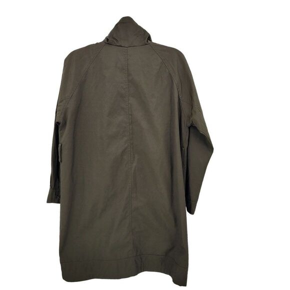 Kenneth Cole GIII Army Green Oversized Trench Raincoat S High Neck Mid Thigh - Picture 13 of 16